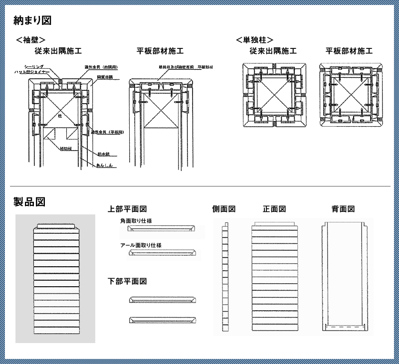 平板出隅 納まり図